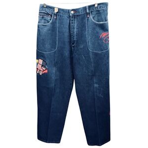 Platinum FUBU Muhammad Ali Jeans Mens 40x32 Blue Rare Vintage Baggy Hip Hop